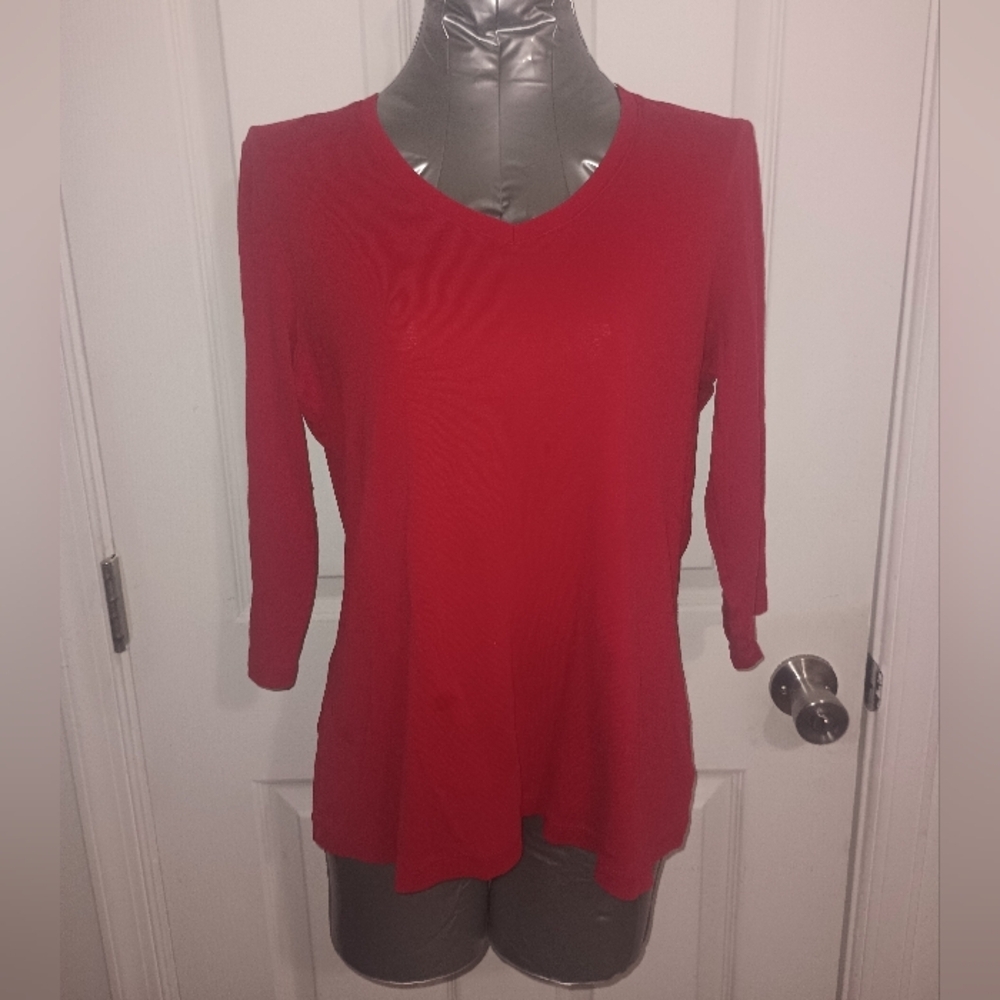 St. John's Bay Red 3/4 Sleeve Relaxed Tunic 17